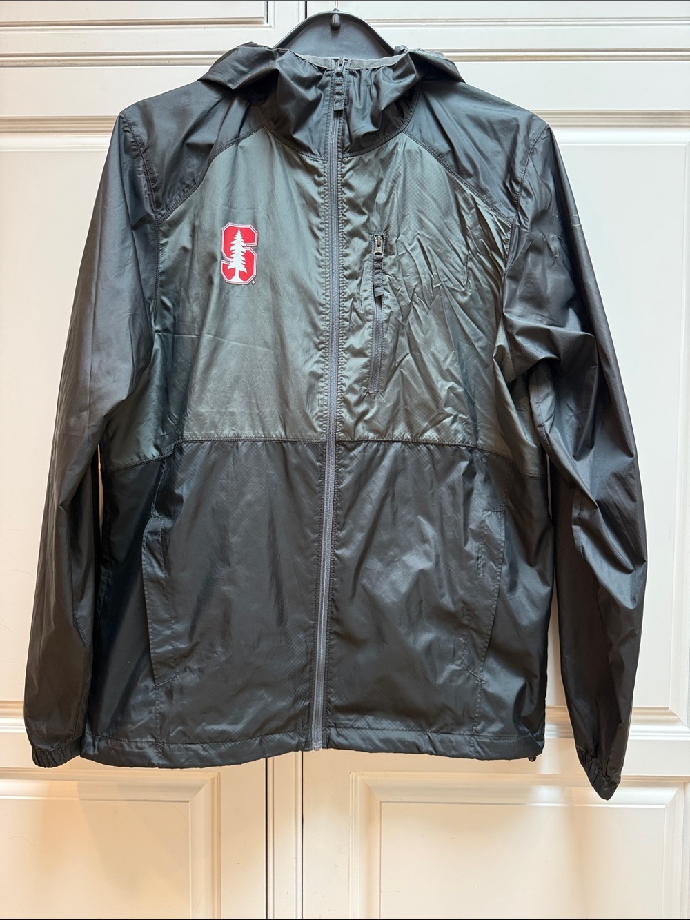 Black Lightweight Stanford Hooded Windbreaker Jacket -